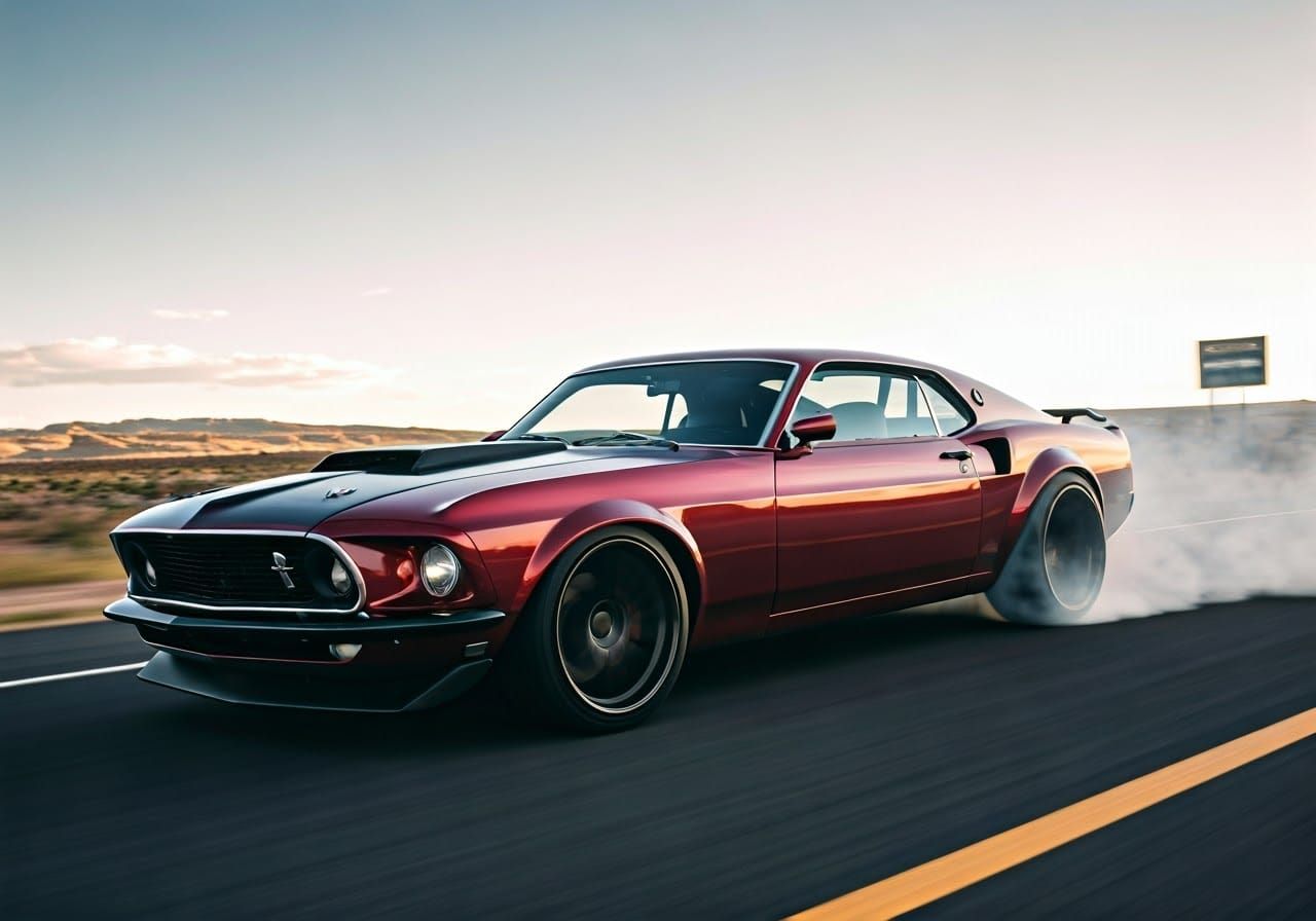 Dark Red 1969 Ford Mustang Boss 429 Performs Epic Burnout in...