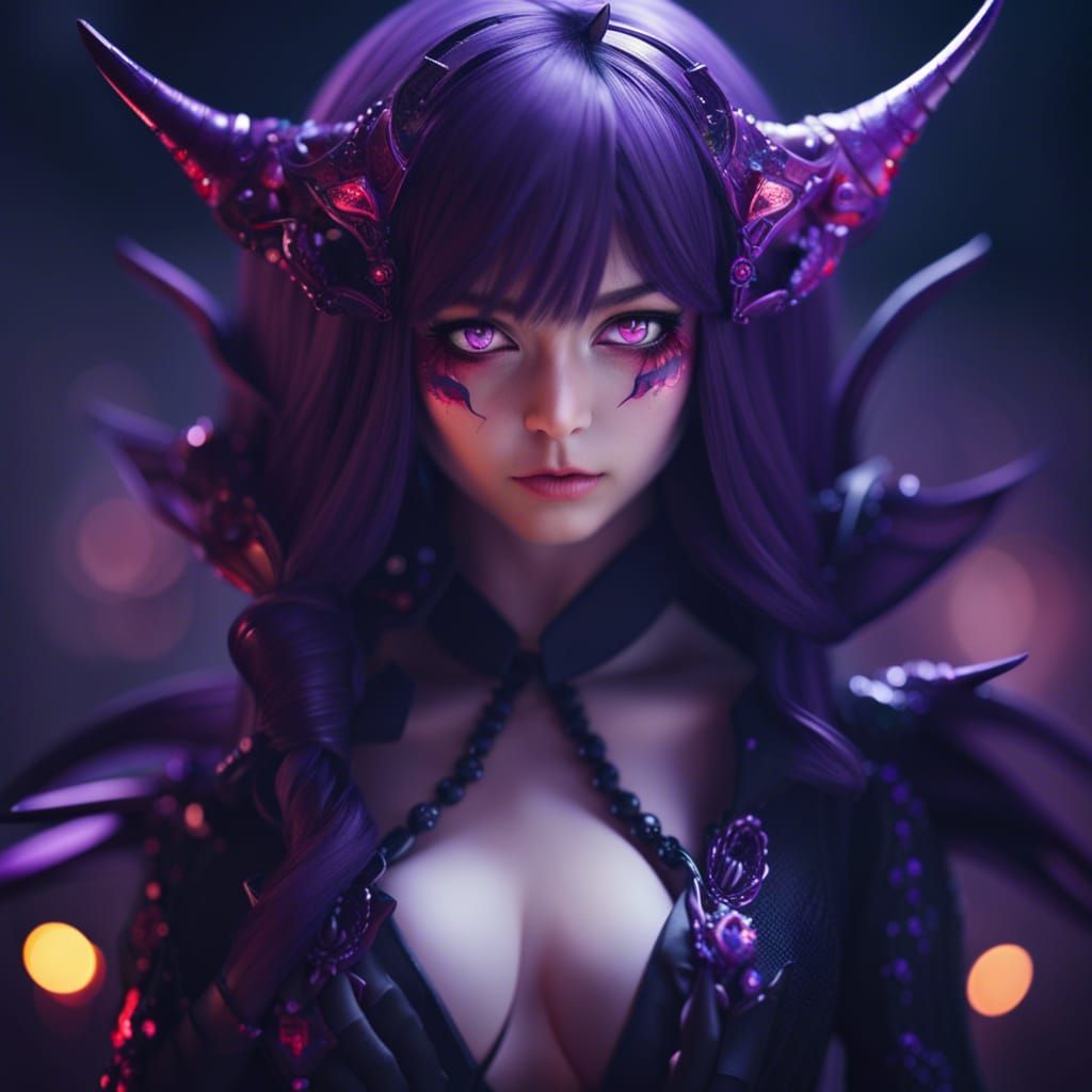 Anime Girl Queen of Hell in Demonic Suit