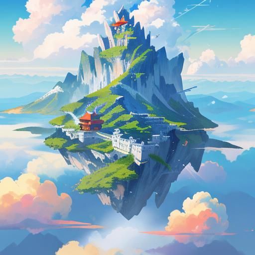 Chinese Dragon Over Mountain: 3D Anime Art