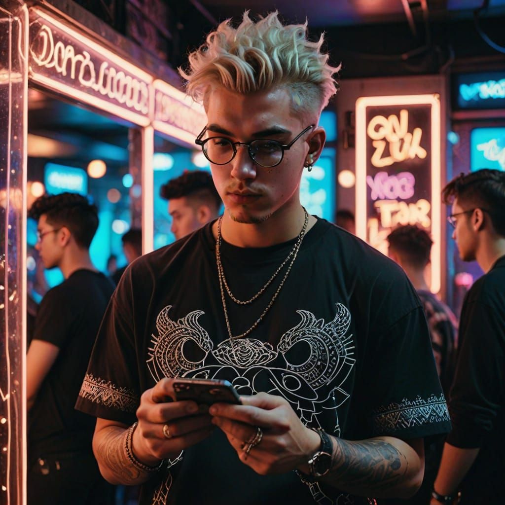 Handsome Guy at the Discotheque in Grunge Aesthetic