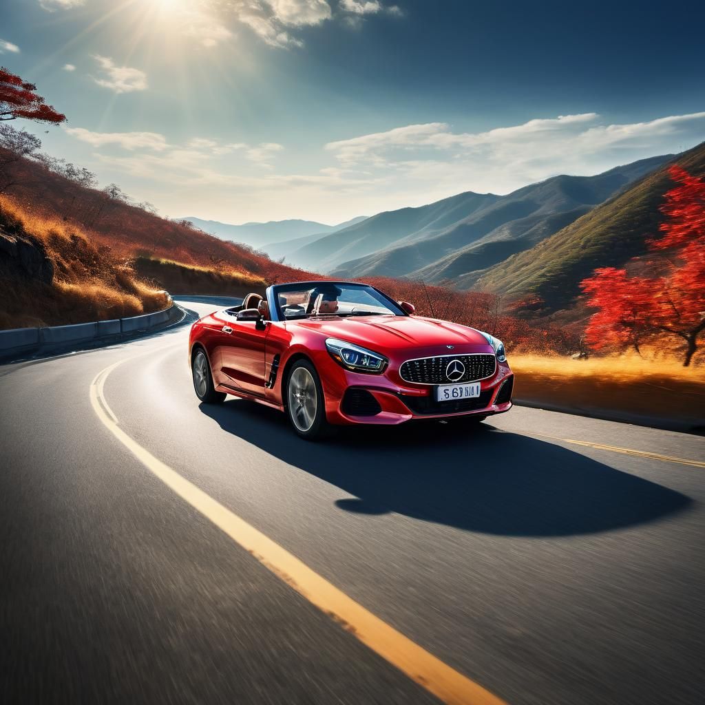 Korean Driver in Red Convertible, McCurry Style