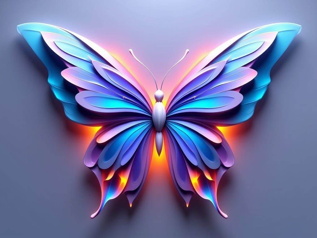 Surreal Futuristic Butterfly in Iridescent Hues