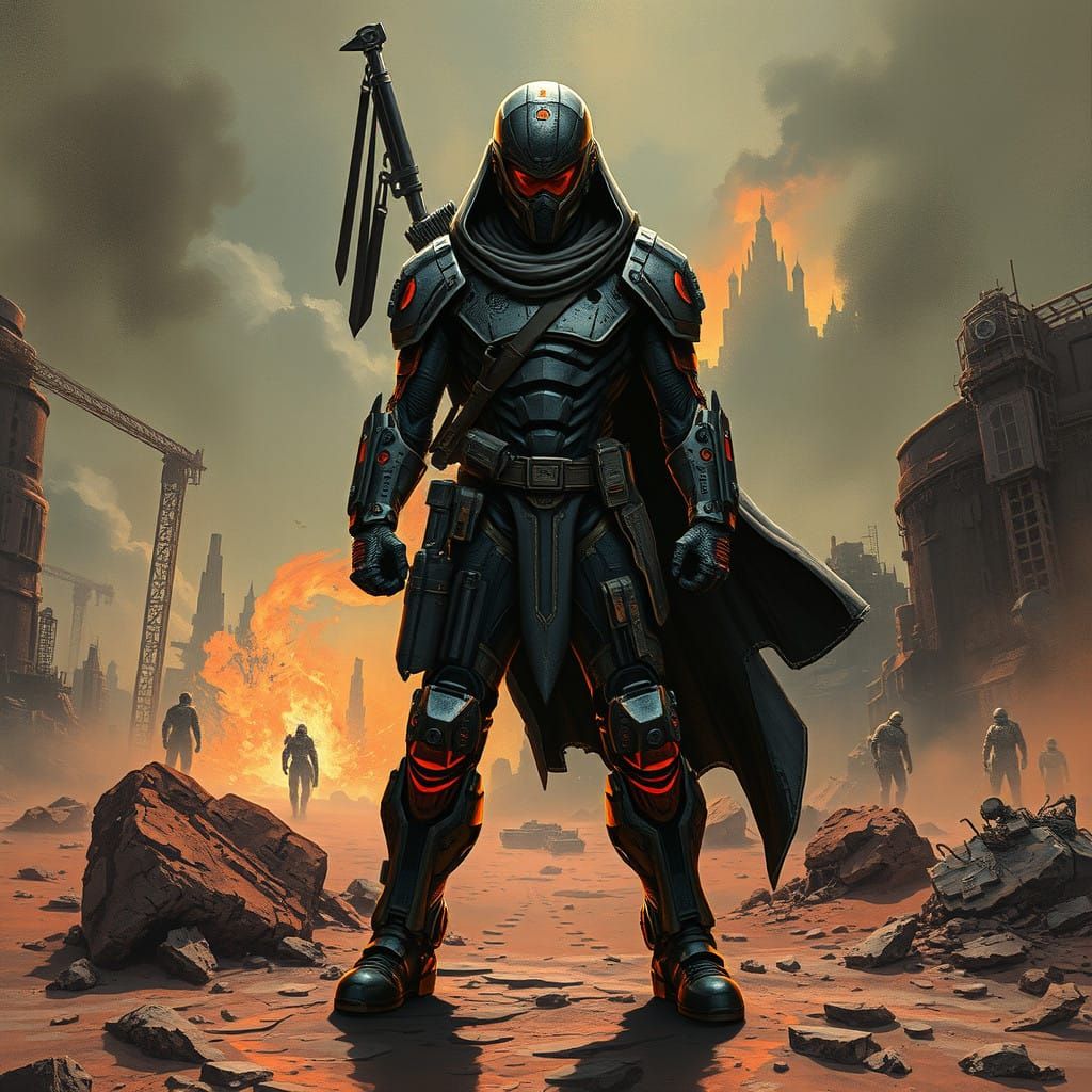 Cyberpunk Warrior in Gritty, High-Octane Style