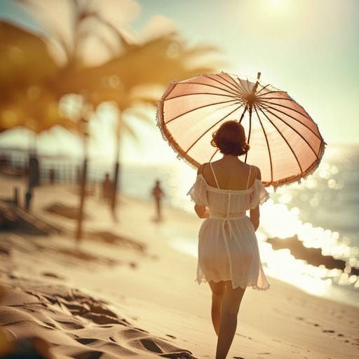 Figure Walking Away at Sunset: Digital Art