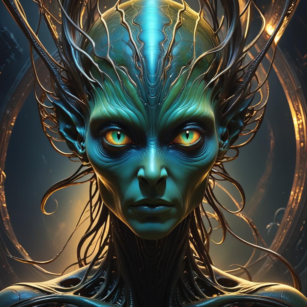 Elegant Alien Portrait in Hyper-Realistic 3D