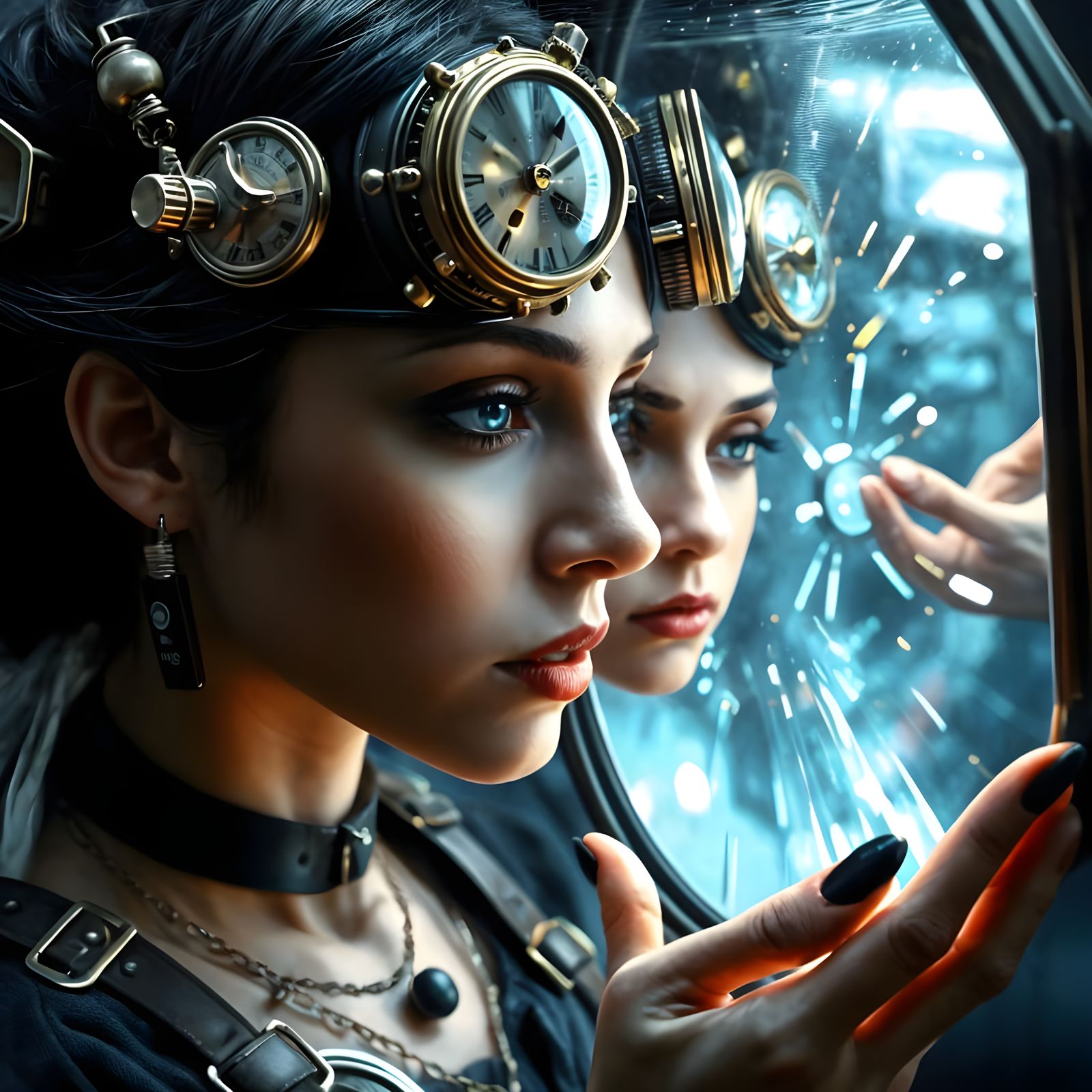 Steampunk Siren Ponders Mystical Reflections