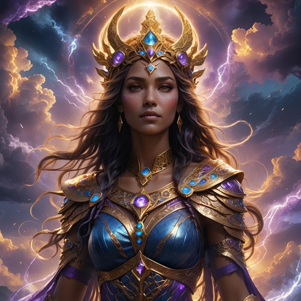 Fantasy Goddess in Ethereal Clouds: Digital Art