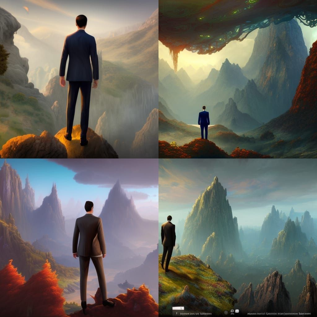 Man in Suit in Beautiful Landscape