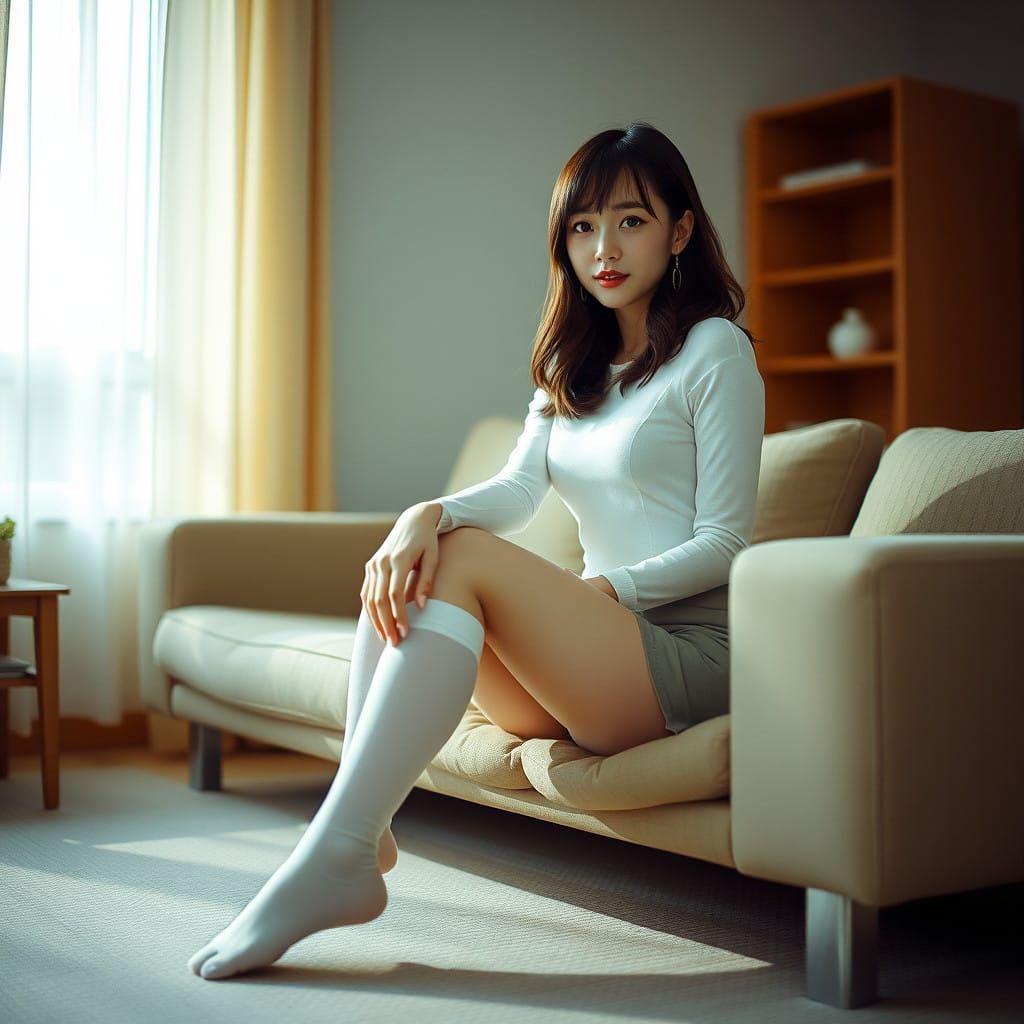 Woman in Nostalgic Japanese Minimalism