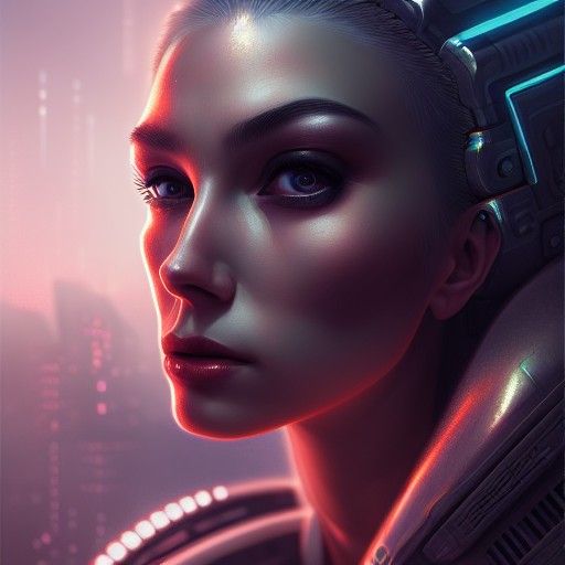 Beautiful Cyberpunk Woman with Cyborg Body in 8K