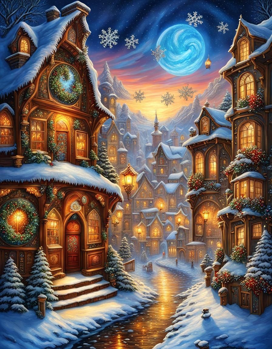 Steampunk winter in a fabulous city