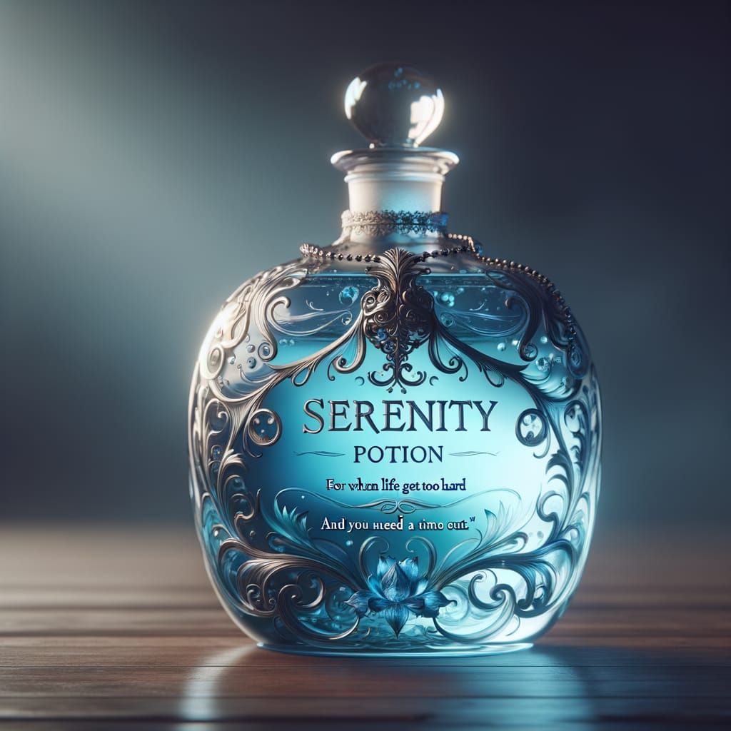Ornate Serenity Potion Bottle Reflecting Peace
