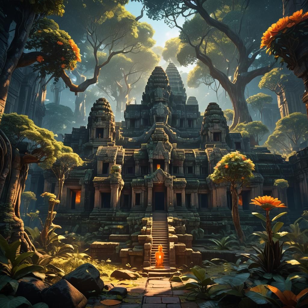 Magnificent Angkor Wat Temple in Fantasy Landscape