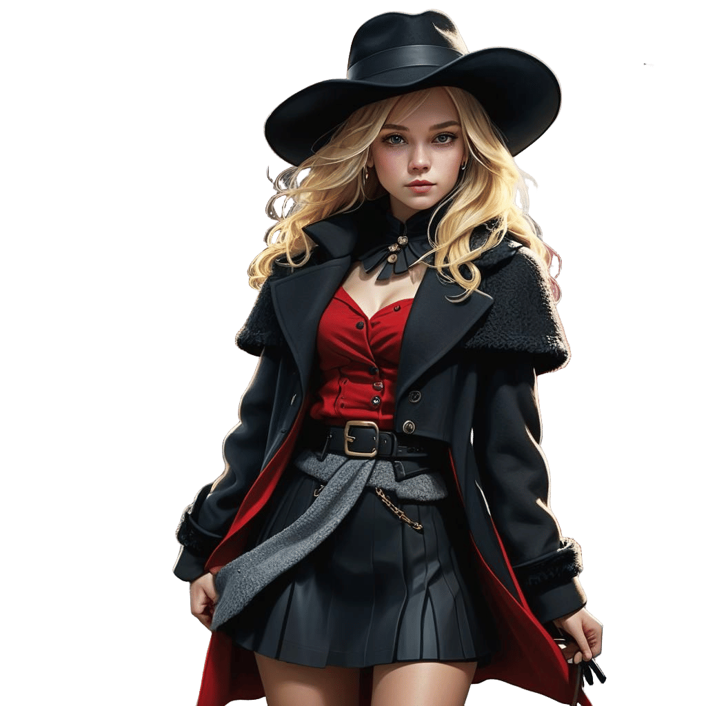 Woman in Black Hat: Detailed Fantasy Concept Art