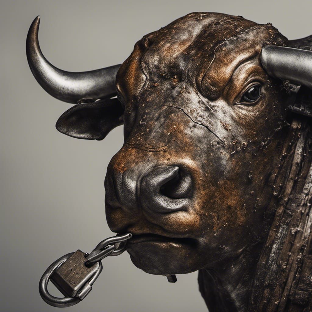 Bull Head Padlock Steel Close-Up Portrait