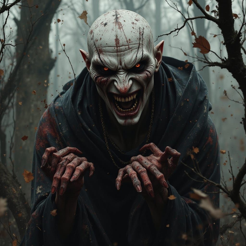 Eerie Vampire Portrait in Hyperrealistic Style