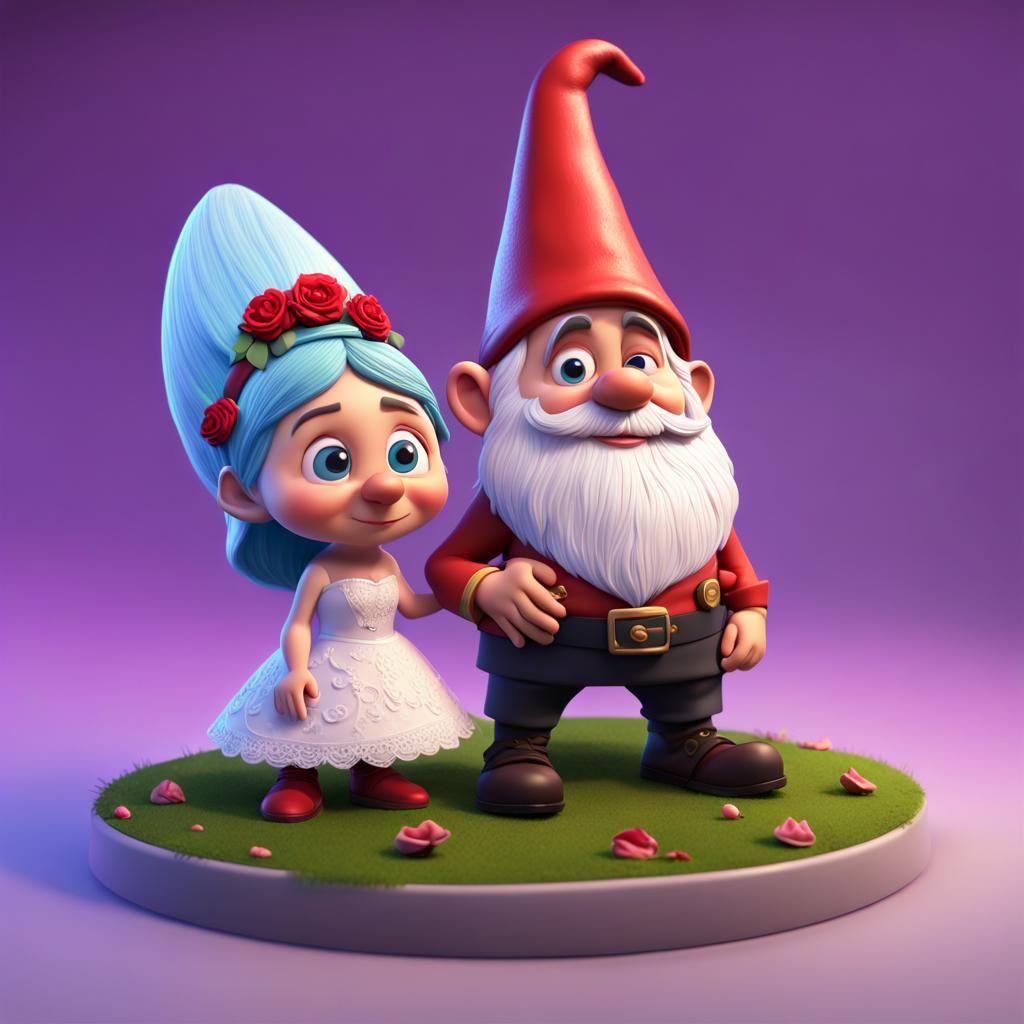 Gnome Wedding: Pixar-Style 3D Digital Art