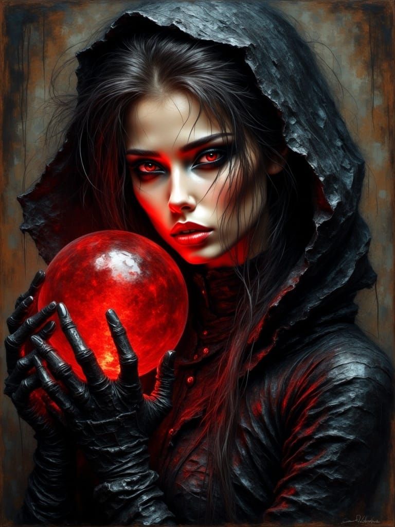 Grim Reaper Goddess with Ethereal Orb