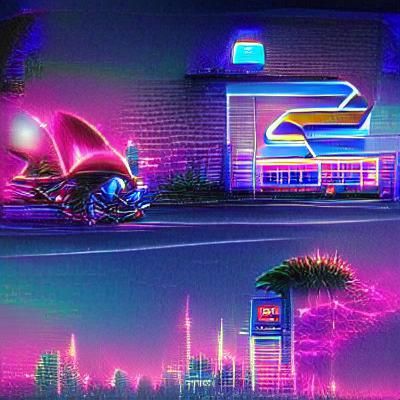 Sonic in Synthwave Neon Retro Style