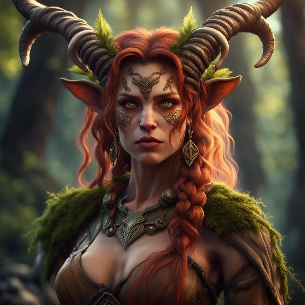 Female Satyr Druid in Detailed Digital Painting