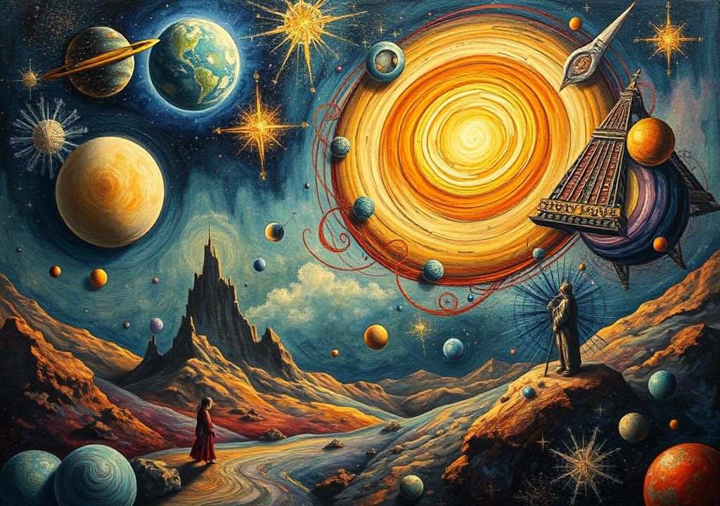 Galactic Surrealism Inspired by Vermeer and Van Gogh