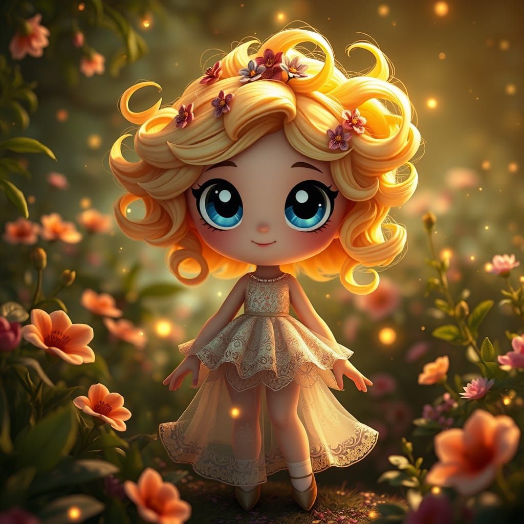 Gentle Powerpuff Girl in Whimsical Human Form