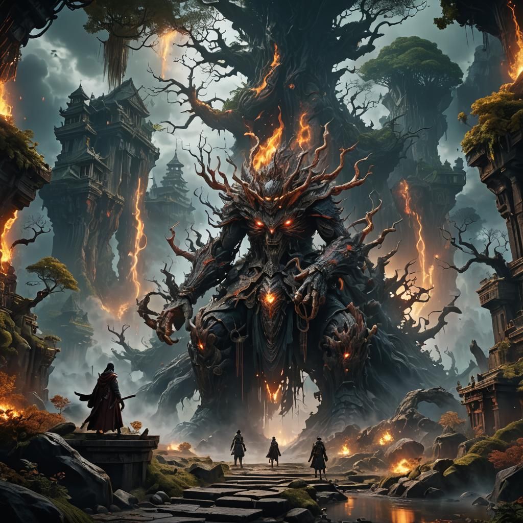 Kokushibo with Scary Aura in Detailed Matte Painting