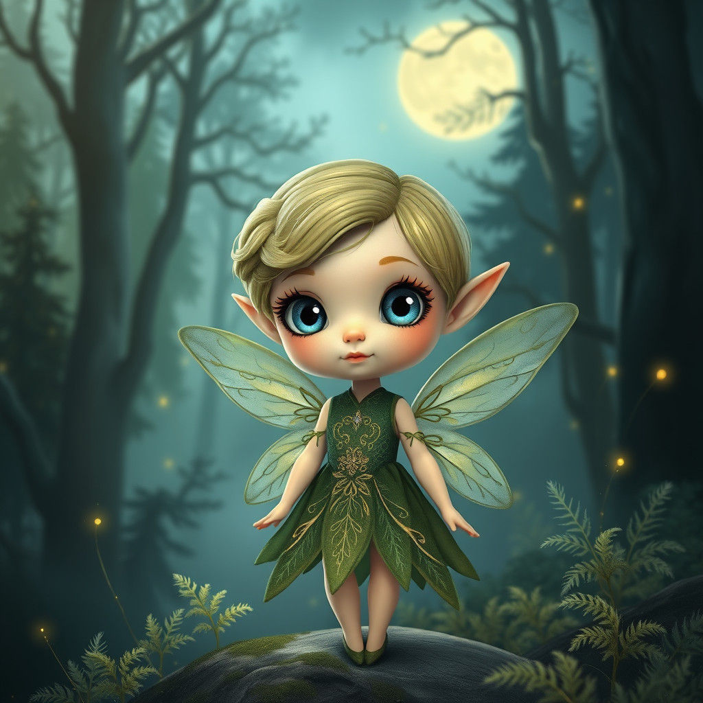 Chibi Fairy Elf in Mystical Forest