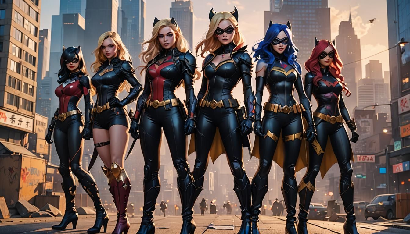 Anime Heroes in Cityscape, Digital Manga Painting