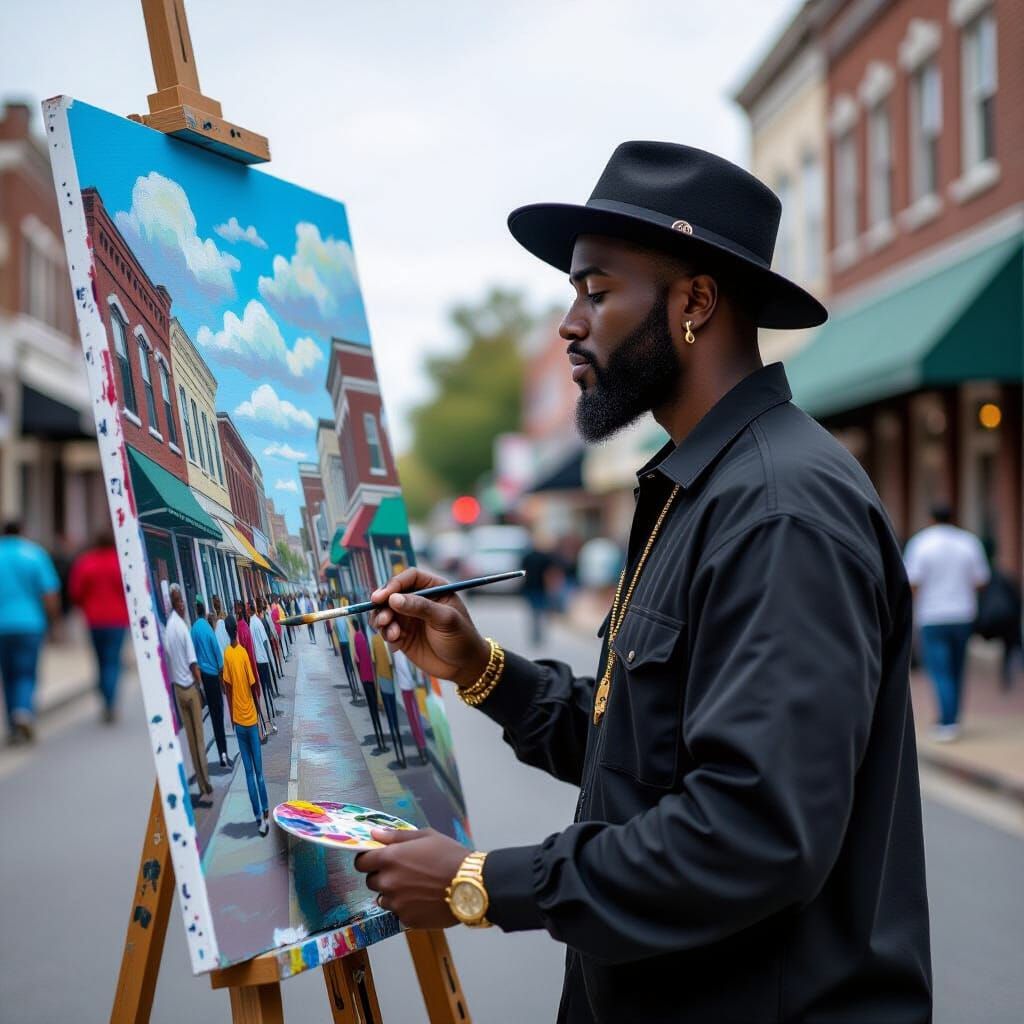 Hyperrealistic Street Painter in Mississippi, Splash Art