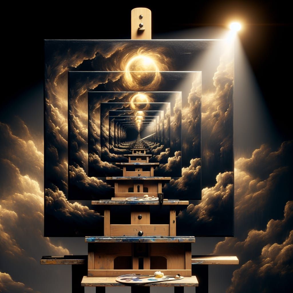 Recursive Painting of Heaven in Grunge Style