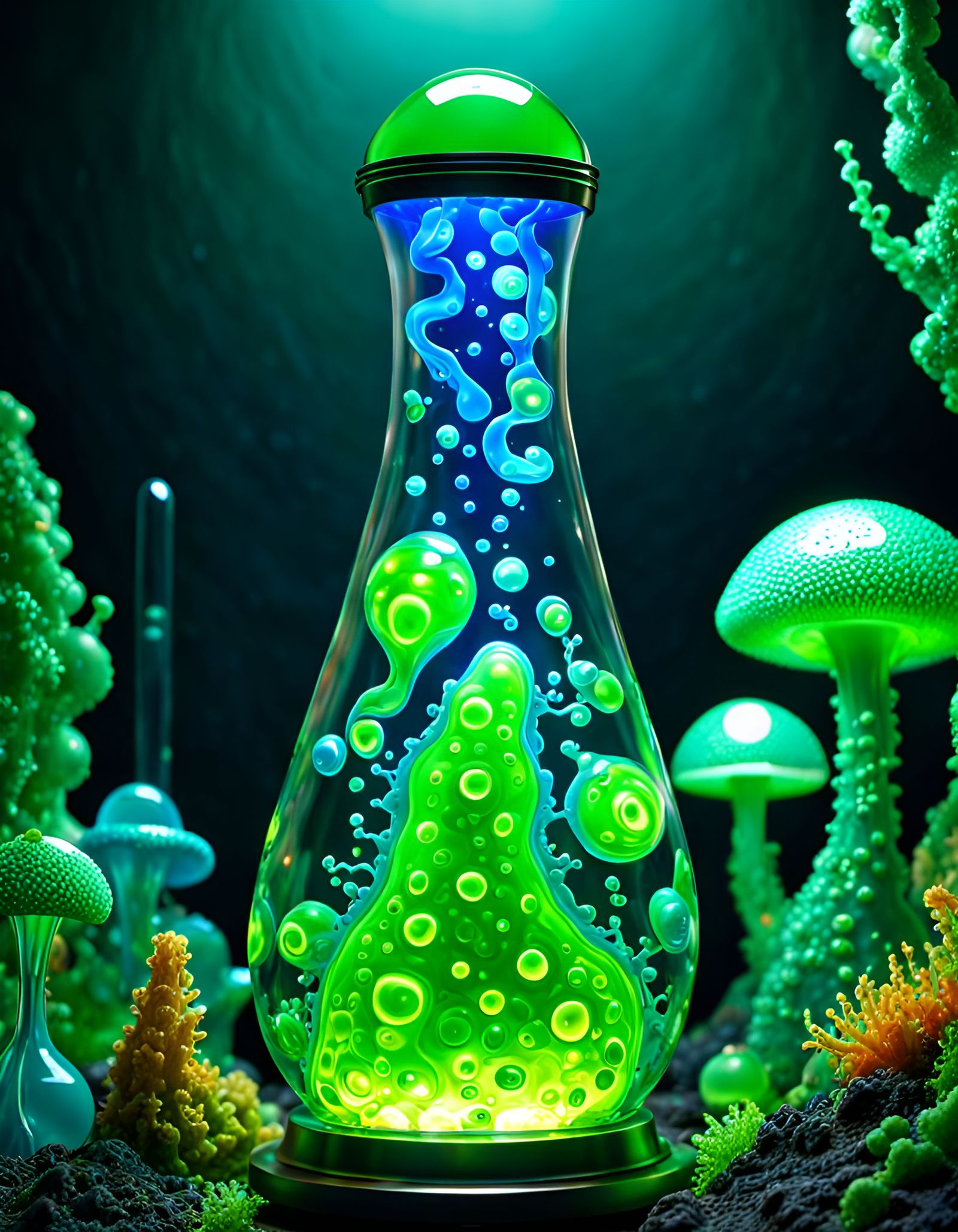 Biopunk Amoeba Glass Lava Lamp Digital Art