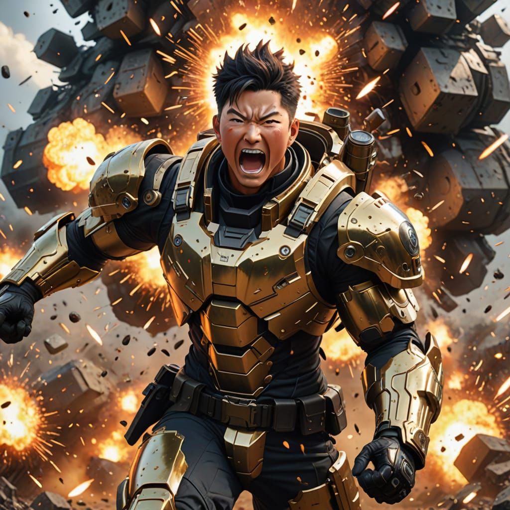 Exploding Minefield: Hyperrealistic 3D Anime Concept Art