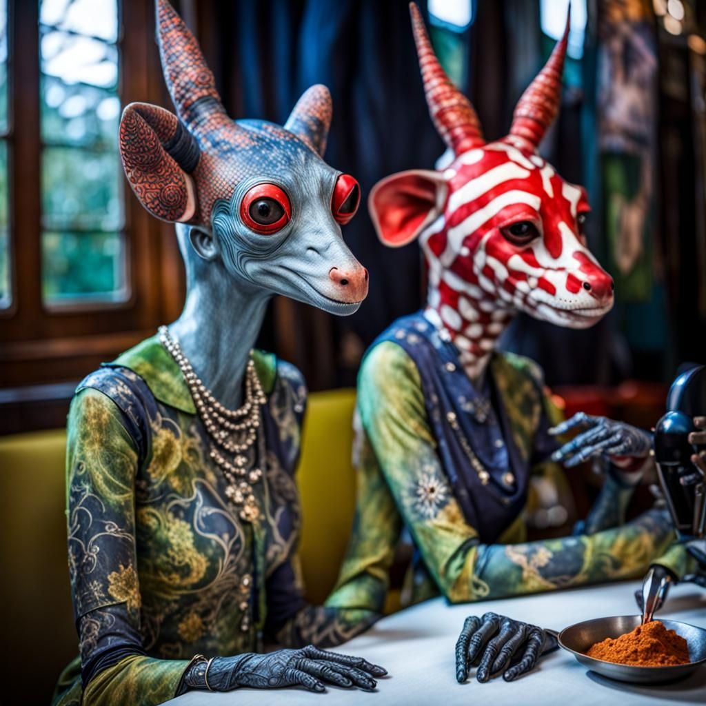 Bizarre Alien Celebration in a Gritty Restaurant