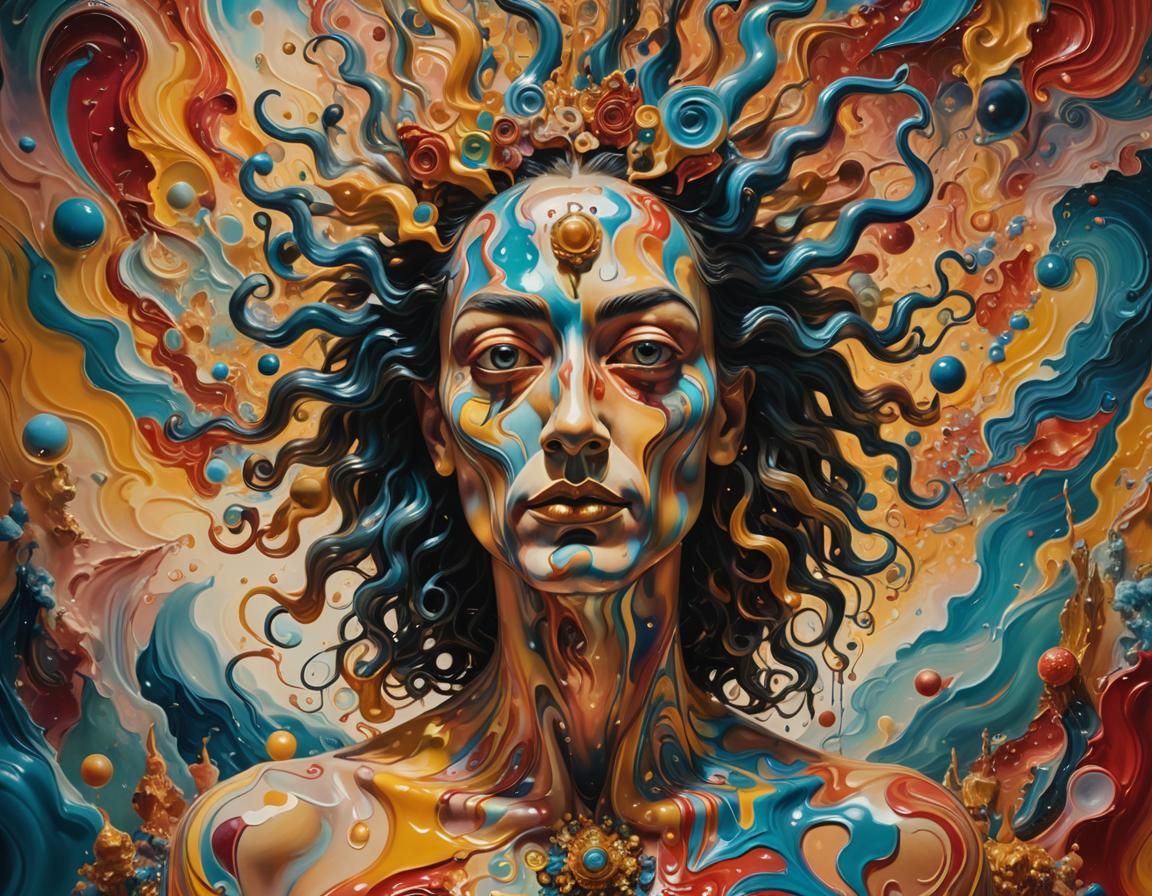 Vibrant Deity in Surrealist Art Supplies Kaleidoscope