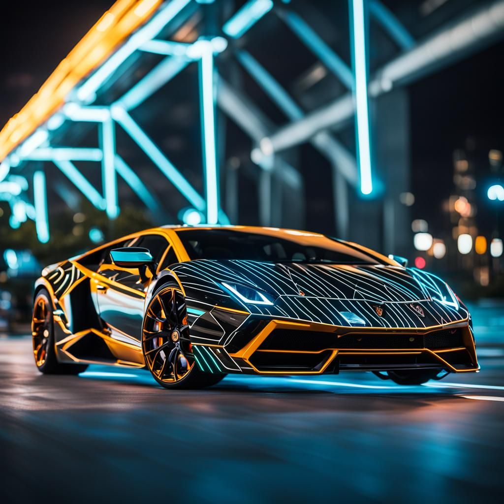Tron Style Lamborghini in Professional Photography