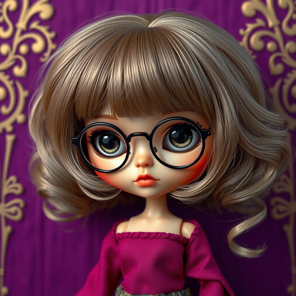 Enchanting Blythe Doll in Rich Plum Purple Surroundings