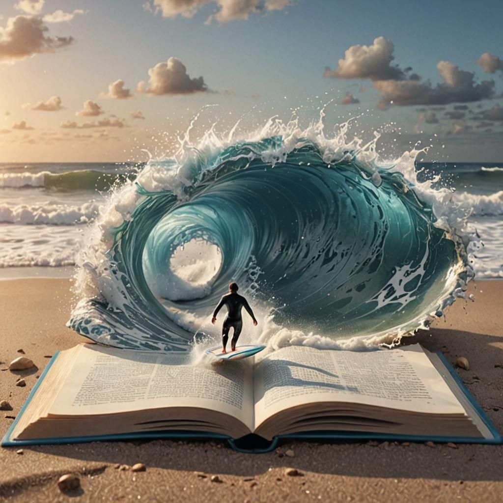 Surfer Emerges from Magical Pop-Up Book