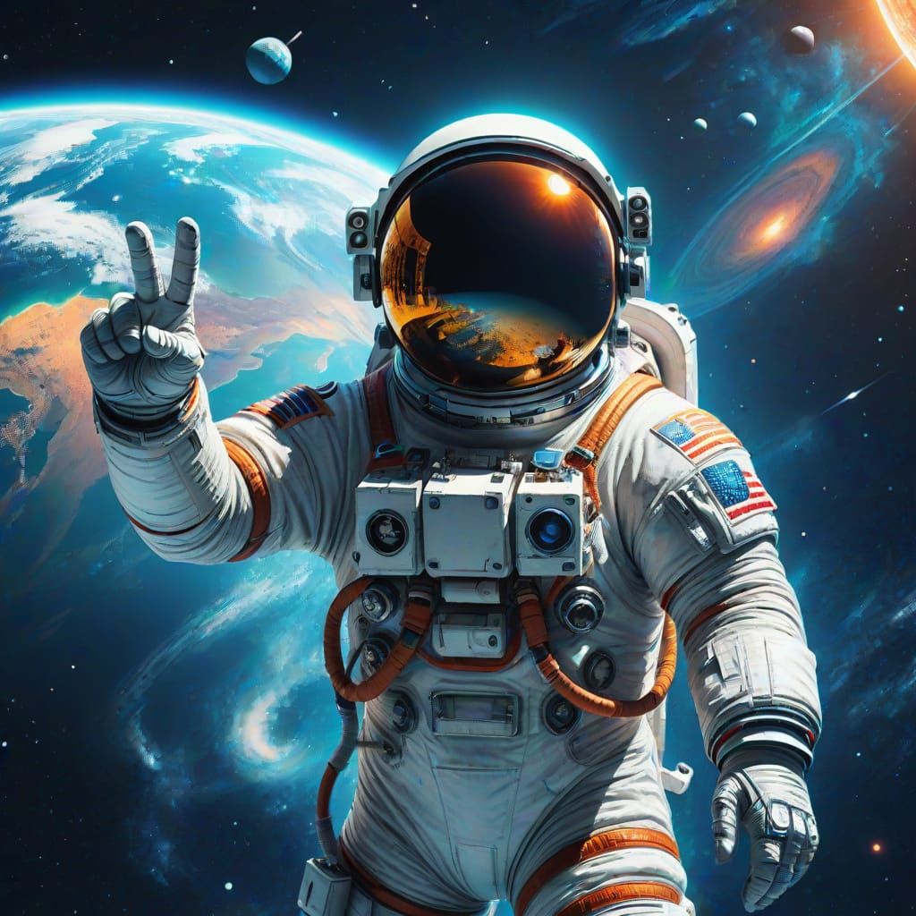 Astronaut Pointing at Flat Earth Meme Collage