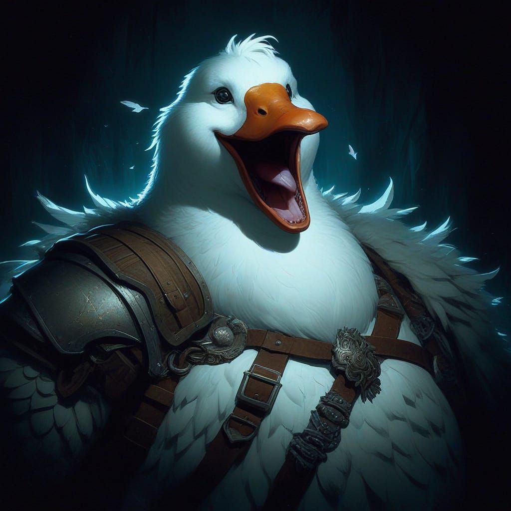 Goose-Barbarian Character Concept Art in Darkness
