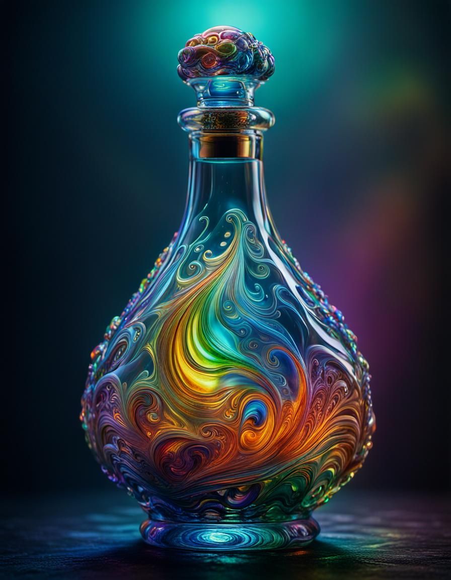 Neon Rainbow Magic in Crystal Genie Bottle