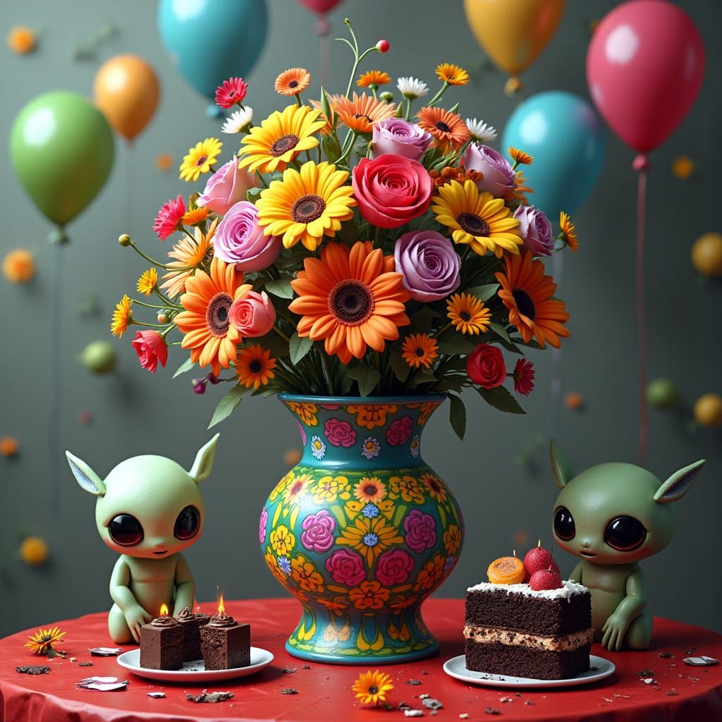 Extraterrestrial Birthday Party as High-Fantasy Concept Art