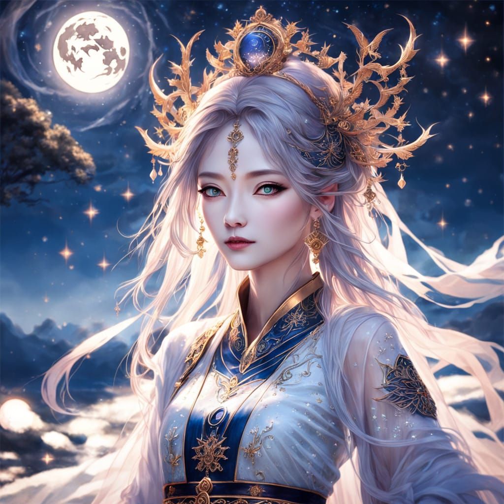 Chinese Moon Goddess Selune in Ethereal Glow