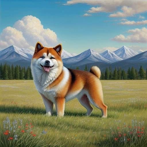 Akita Inu in Colorado Meadow