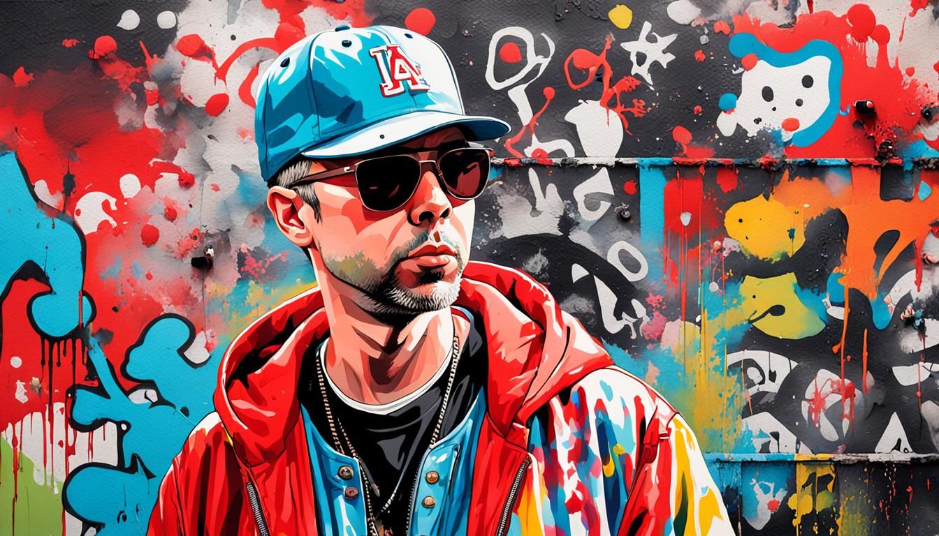 Rapper Portrait in Watercolor Pop Art Style