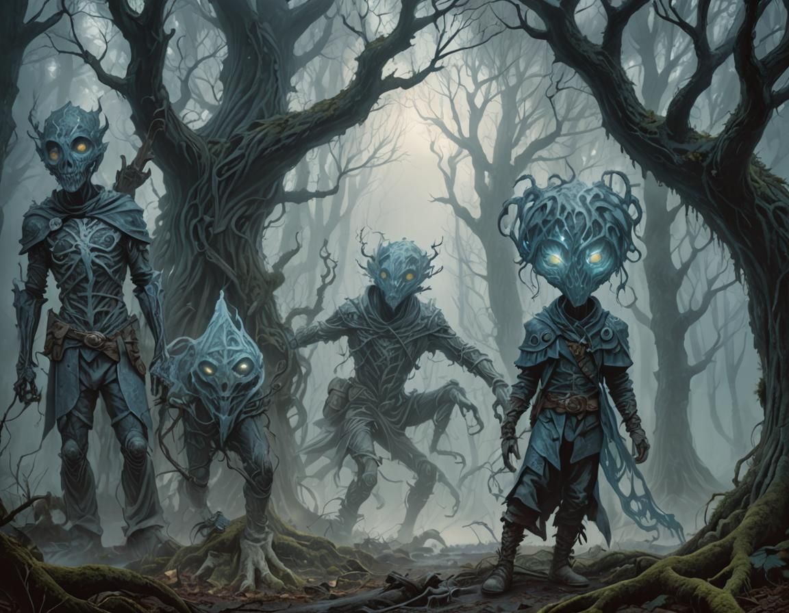 Eerie Forest Adventurer in Dark Fantasy Style