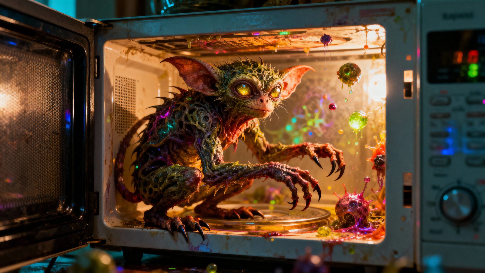 Surreal Gremlin in Microwave as Concept Art