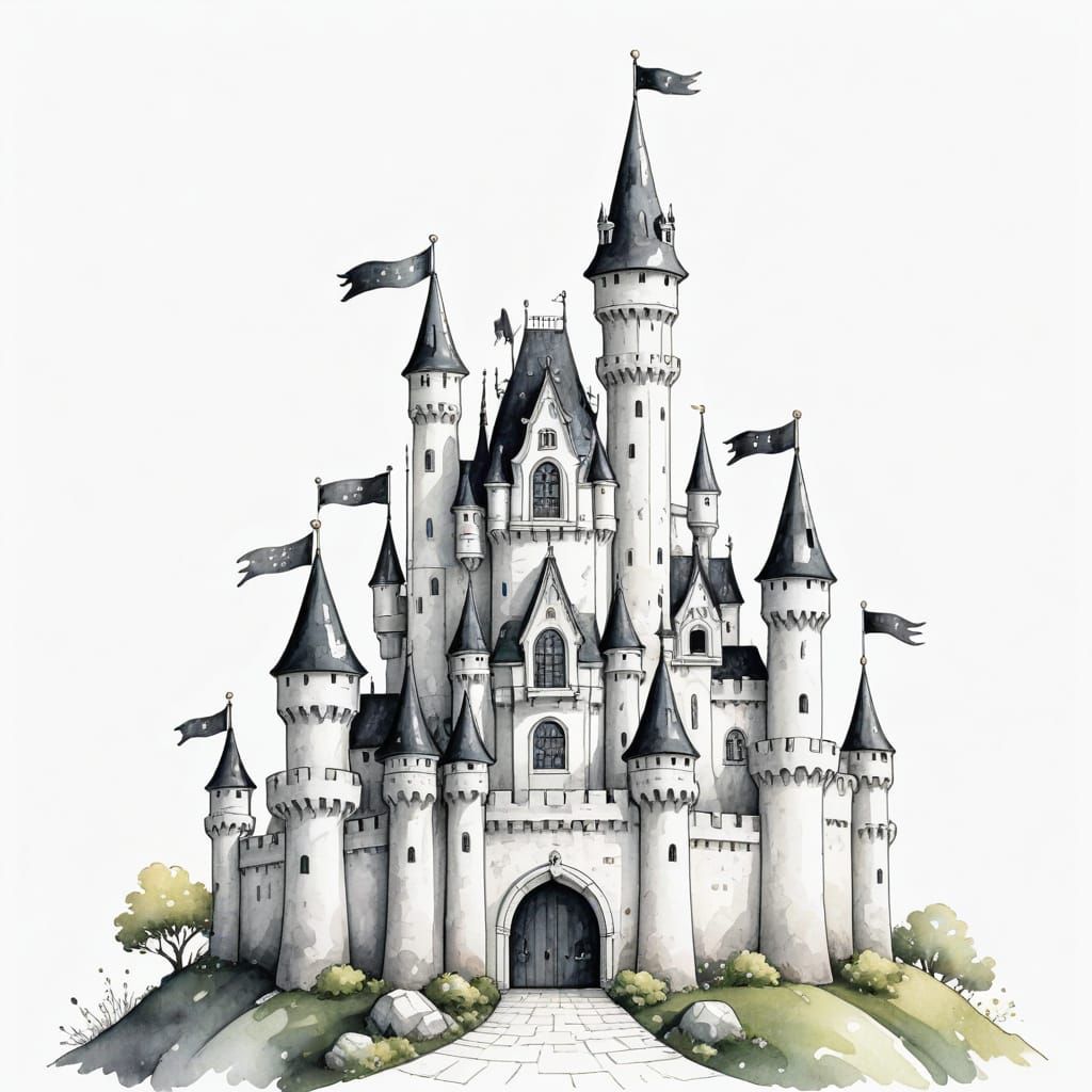 Whimsical Kawaii Castle with Soft Towers and Flags