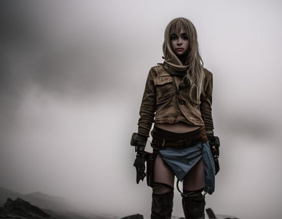 Post-Apocalyptic Girl in Fog, High Resolution