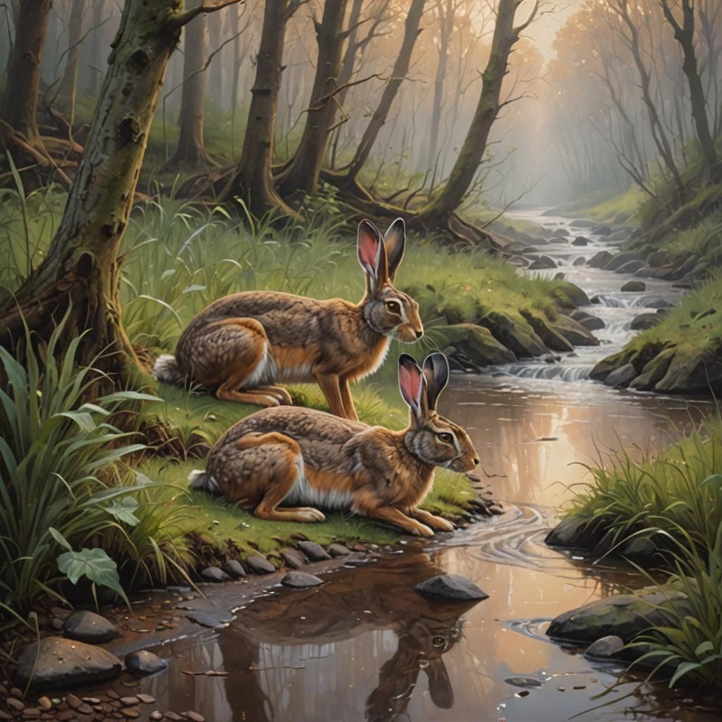 Hare's Sorrow: An Oil Painting of Loss